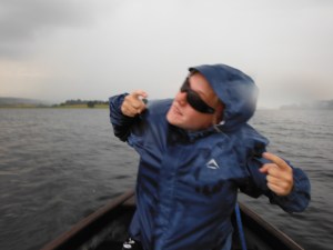 Pippa being cool in the rain on Lough Arrow