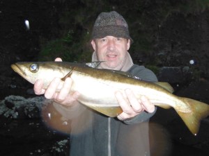 Sean with a fly-caught pollack taken at Valentia Island