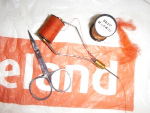 All you need - some dubbing, a strip of plastic and some copper wire