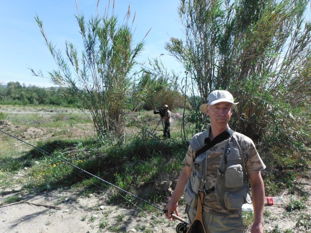 Here is John getting ready to head out onto the river for our first bit of filming