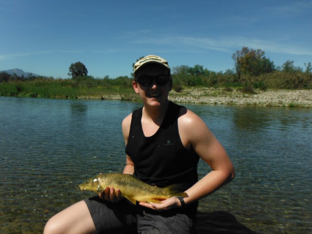 Here is my son Leo. He hooked and played this fish very skilfully in a relatively open water. The odds were in his favour.