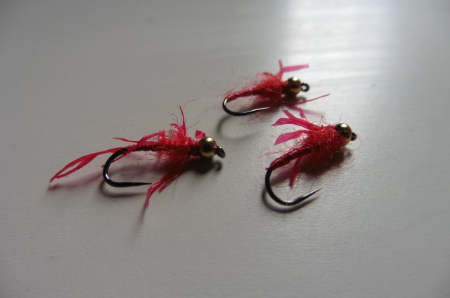 Inspired by the success of that fly I put together the "A team"shown here. In the end I fished only one of these and the fish seemed to like it just fine.