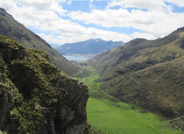 Cecil Peak Station valley running down to lake Wakatipu
